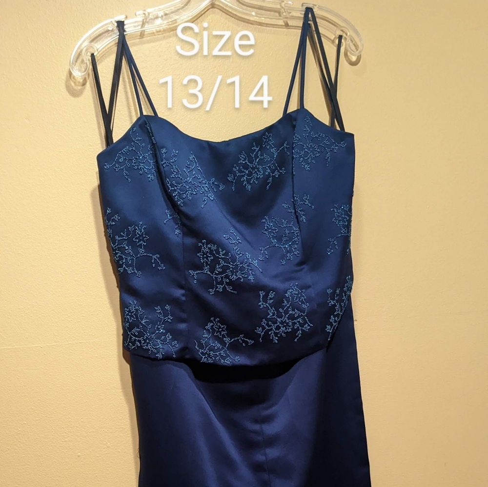 Blue 2-piece strappy formal dress